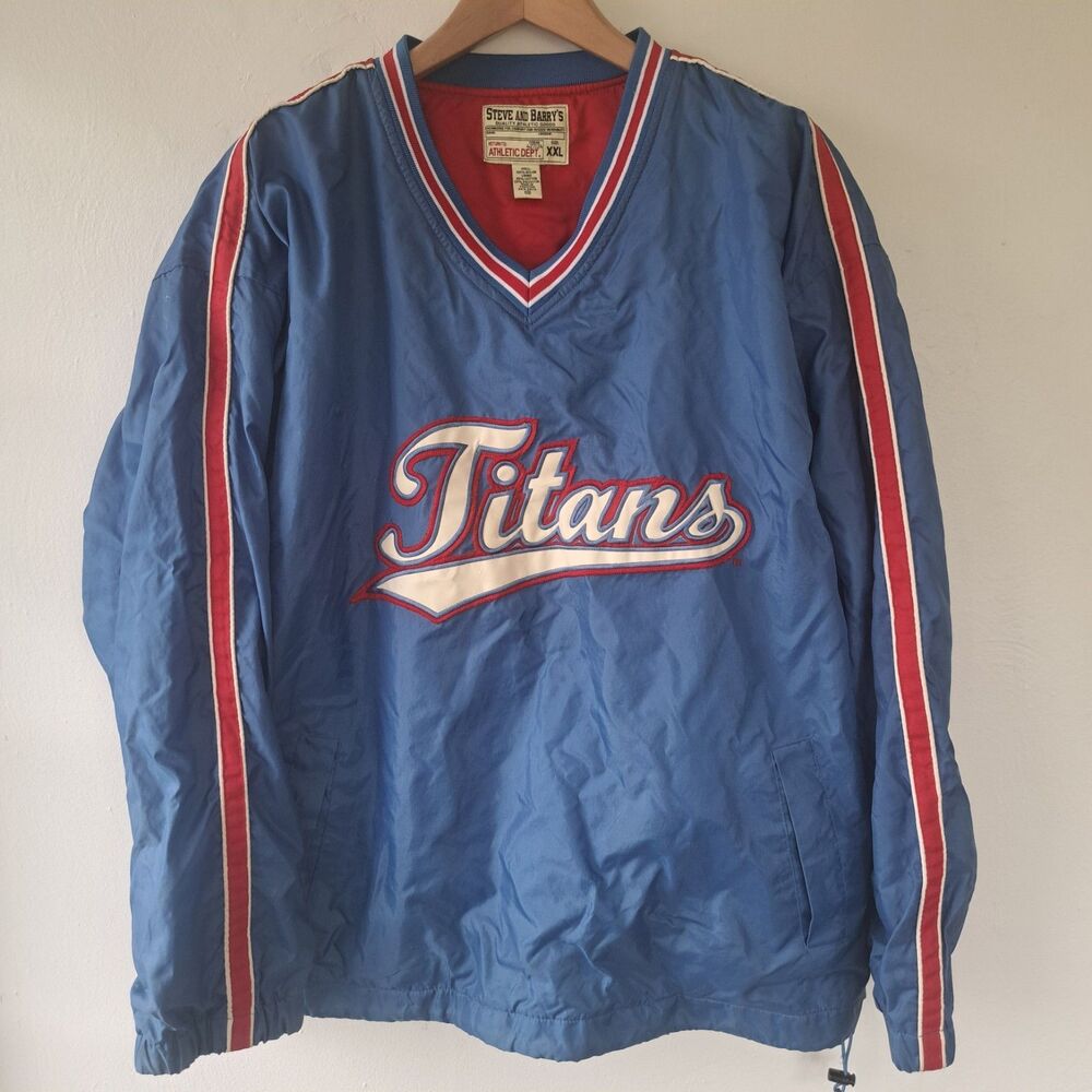Steve & Barrys Tennessee Titans Blue Pullover Mens XXL Windbreaker V-Neck Jacket - Picture 1 of 9